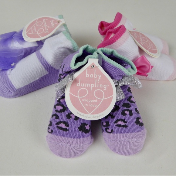 Baby Dumpling Bow Leopard Infant Socks Bundle NWT - Picture 2 of 10